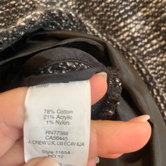 J.Crew Black and White Tweed Peplum Zip Blazer, Size Small - Picture 5 of 6